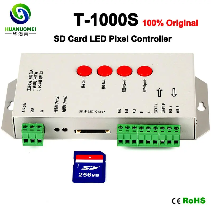100% Origion T-1000S SD Card LED Pixel Controller,DC5~24V,Max 2048Pixels,Support WS2801,LPD6803,WS2811,TM1804,TM1809,LPD8806 Etc - Image 4