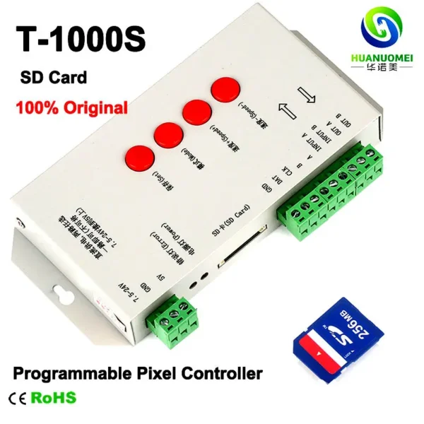 100% Origion T-1000S SD Card LED Pixel Controller,DC5~24V,Max 2048Pixels,Support WS2801,LPD6803,WS2811,TM1804,TM1809,LPD8806 Etc - Image 5