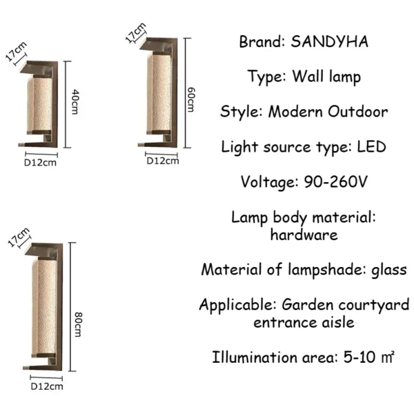 SANDYHA Modern Home Wall Light Waterproof Outdoor Light LED Lighting Fixtures For Garden Courtyard Garage And Home Decoration - Image 6