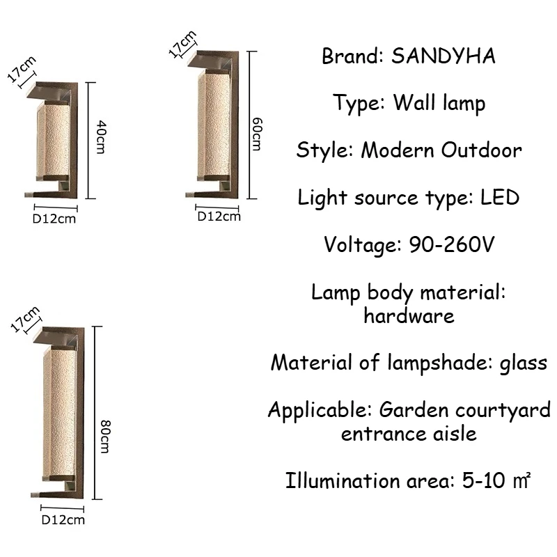 SANDYHA Modern Home Wall Light Waterproof Outdoor Light LED Lighting Fixtures For Garden Courtyard Garage And Home Decoration - Image 6