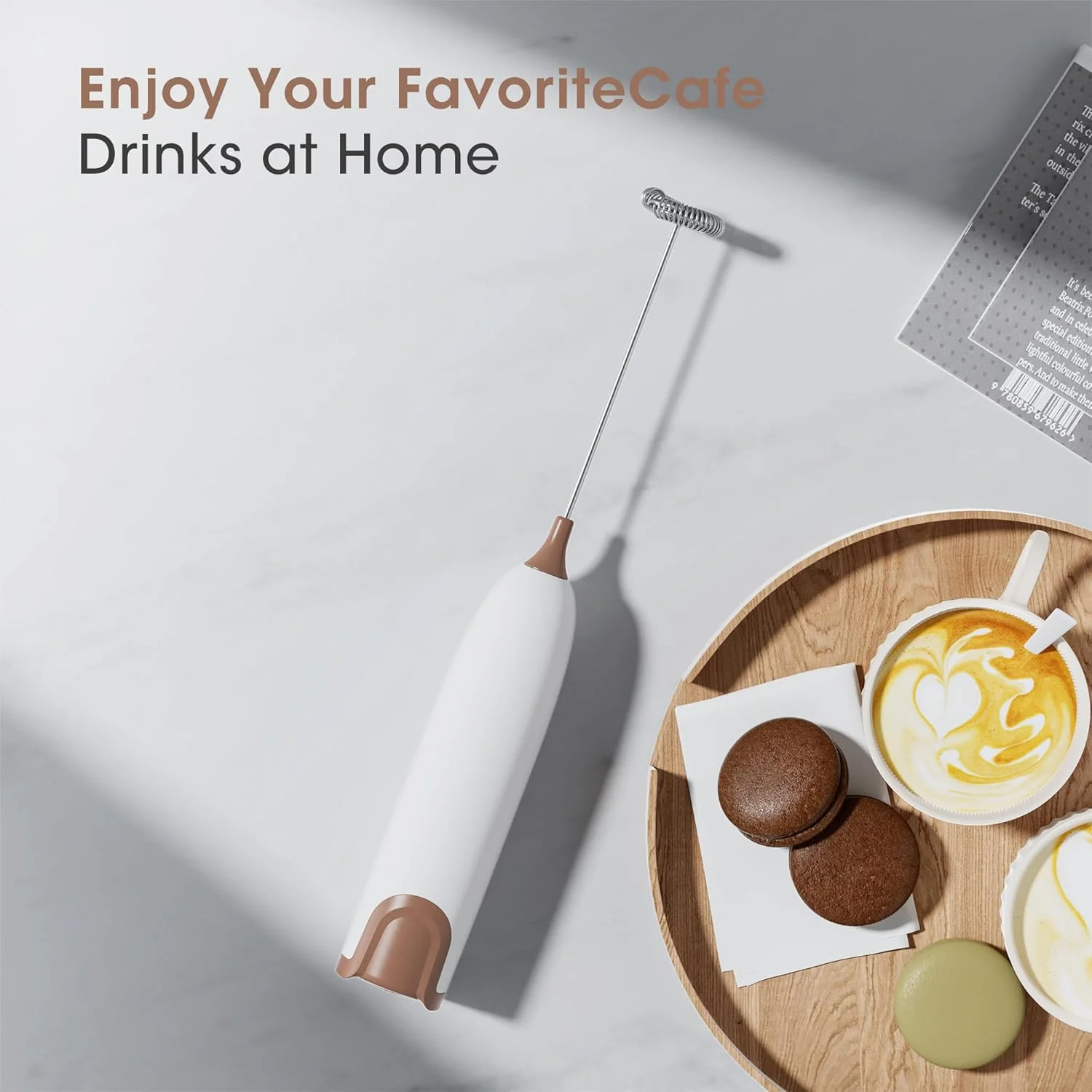 Handheld Milk Frother, Battery Operated Froth Maker, Mini Blender & Blender Coffee Milk Frother Perfect for Bulletproof Coffee - Image 4