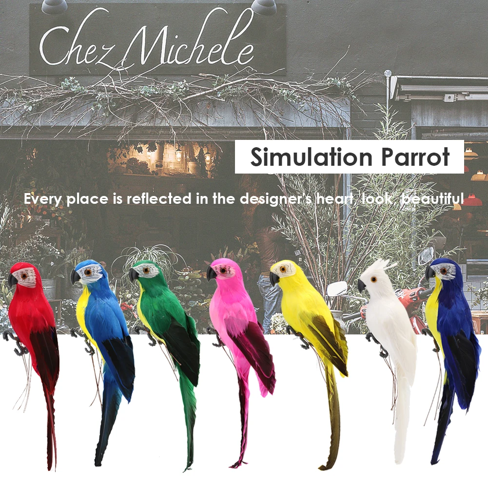28cm Handmade Simulation Parrot Creative Foam Feather Bird Home Garden Ornament Imitation Bird Model for Party Decor Accessories - Image 2