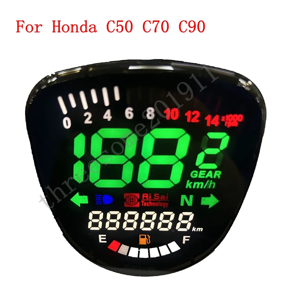For Honda super cub C50 C70 C90 Motorcycle LCD Digital Odometer Speedometer Tachometer Assy - Image 2
