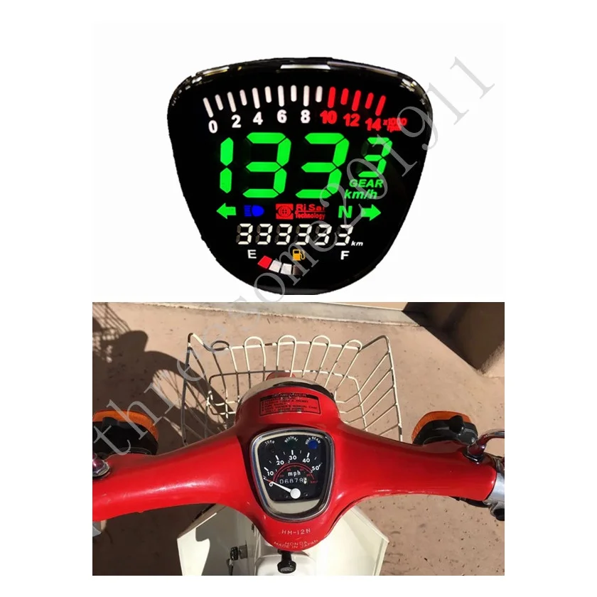 For Honda super cub C50 C70 C90 Motorcycle LCD Digital Odometer Speedometer Tachometer Assy