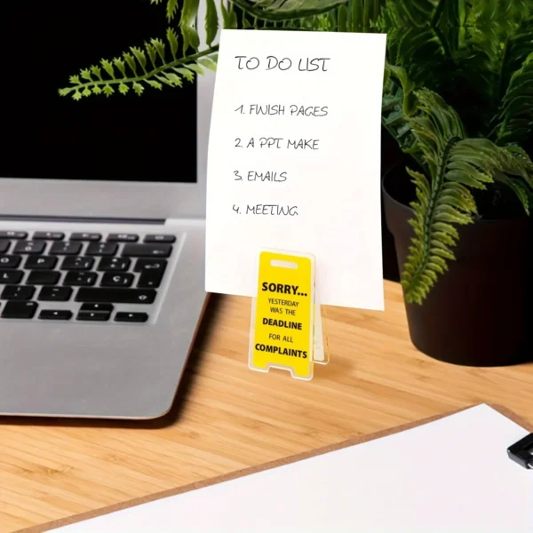 Hilarious 'Sorry, Yesterday Was The Deadline for All Complaints' Acrylic Desk Sign Fun Office Desktop Decor Accessory