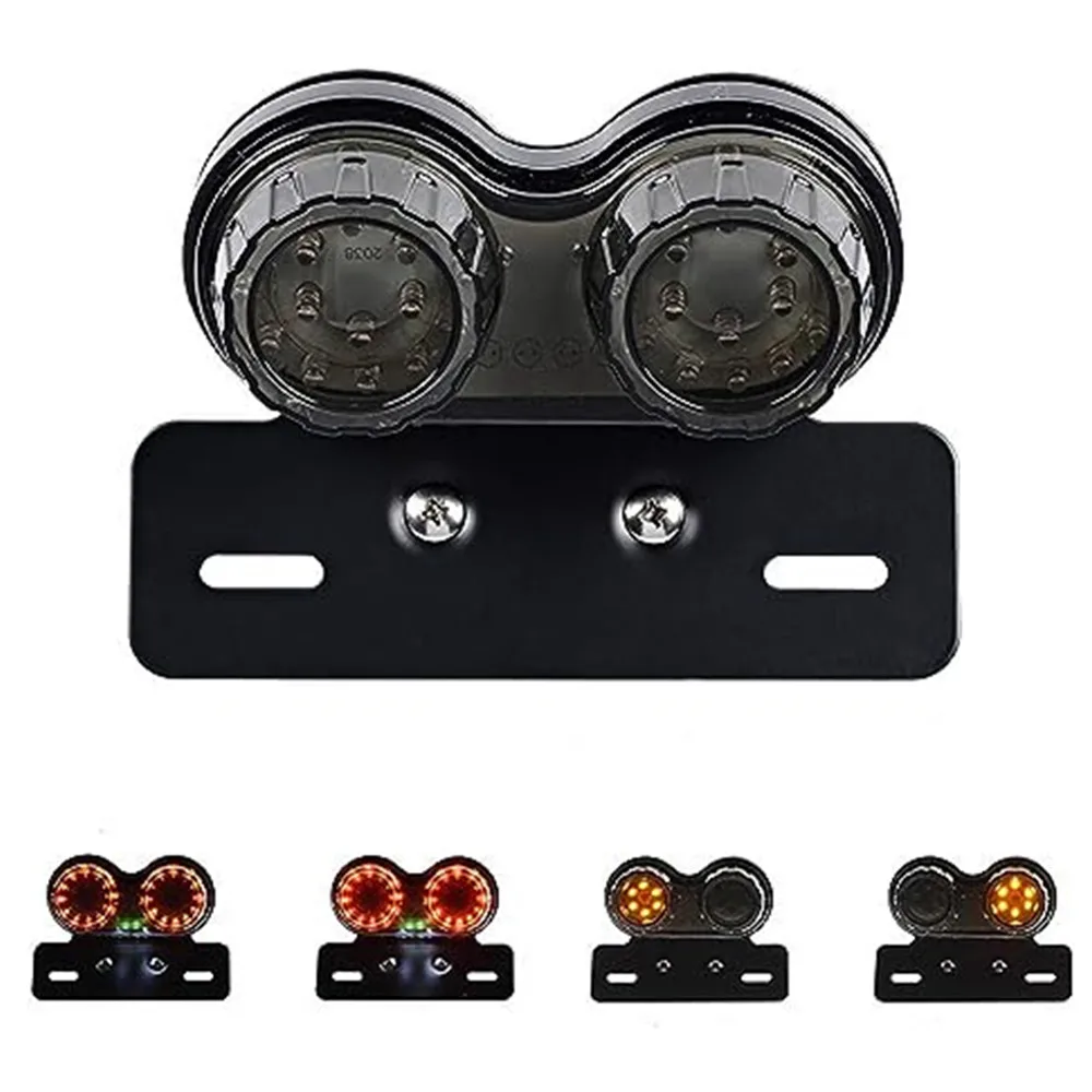 Smoke/Red 12V LED Motorcycle Tail Light Integrated Brake Turn Signal Light with License Plate Bracket For Harley Honda Yamaha - Image 2