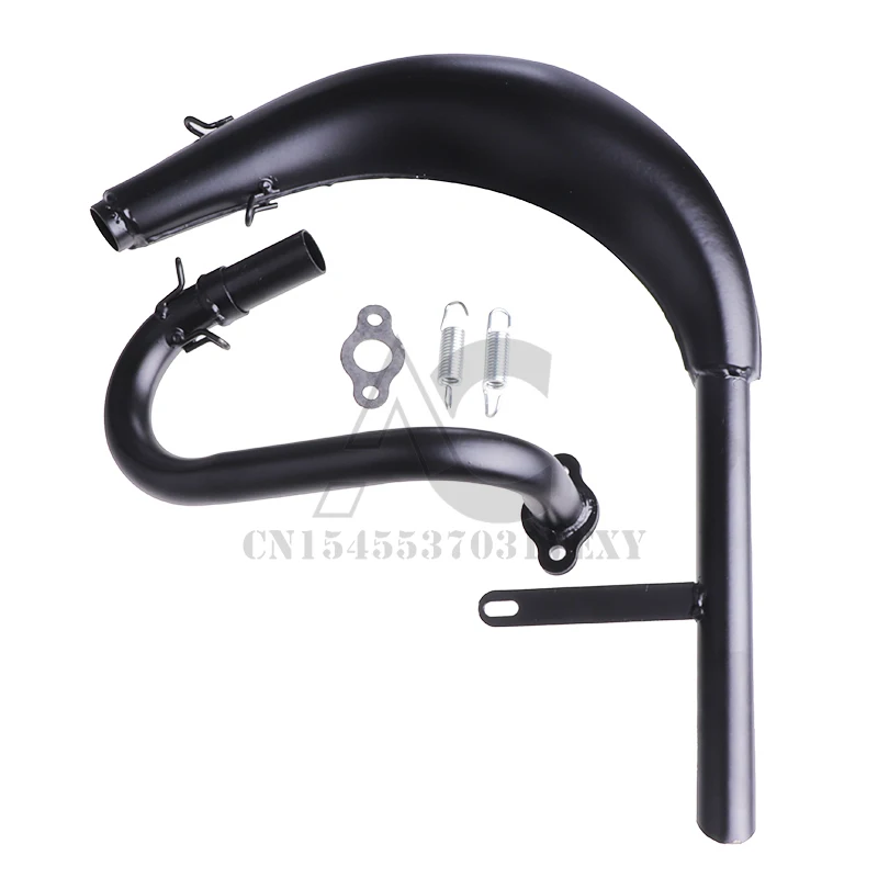 Black Pipe Exhaust Muffler Fit For 2 Stroke 50 80cc Bike Gas Engine Curved Exhaust Pipe Motor Bicycle Parts - Image 3