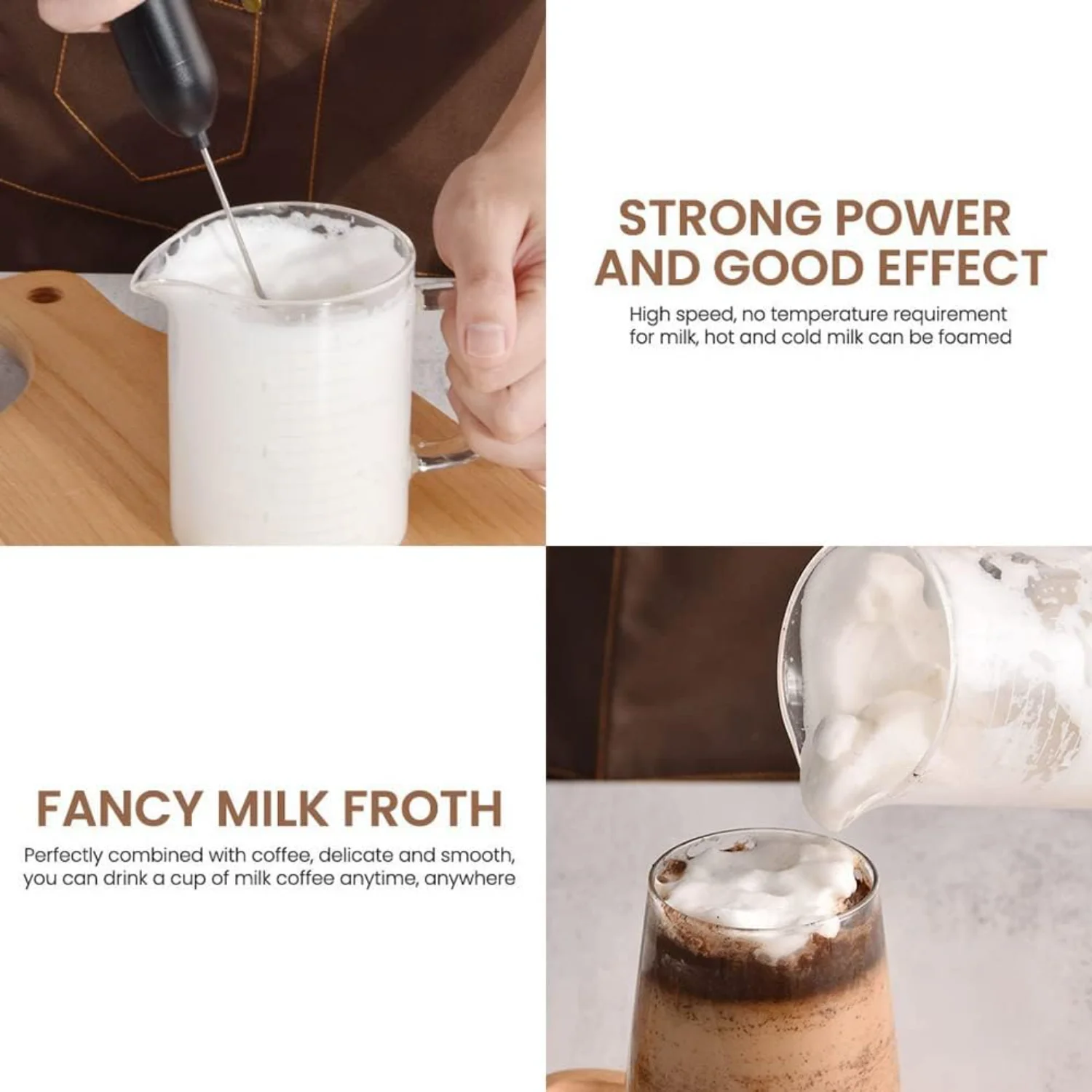 Milk Frother Mini Manual Milk Frother Stick 19000 RPM Battery Operated Milk Frother for Coffee Latte Cappuccino Cream (black) - Image 3
