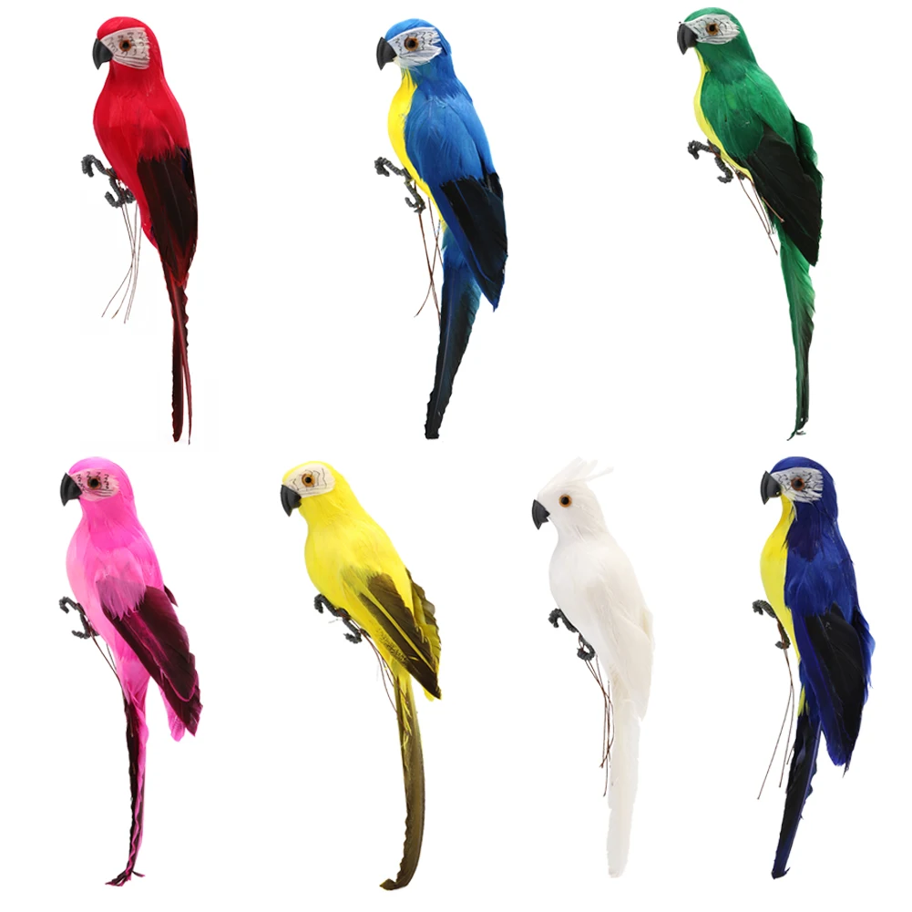 28cm Handmade Simulation Parrot Creative Foam Feather Bird Home Garden Ornament Imitation Bird Model for Party Decor Accessories