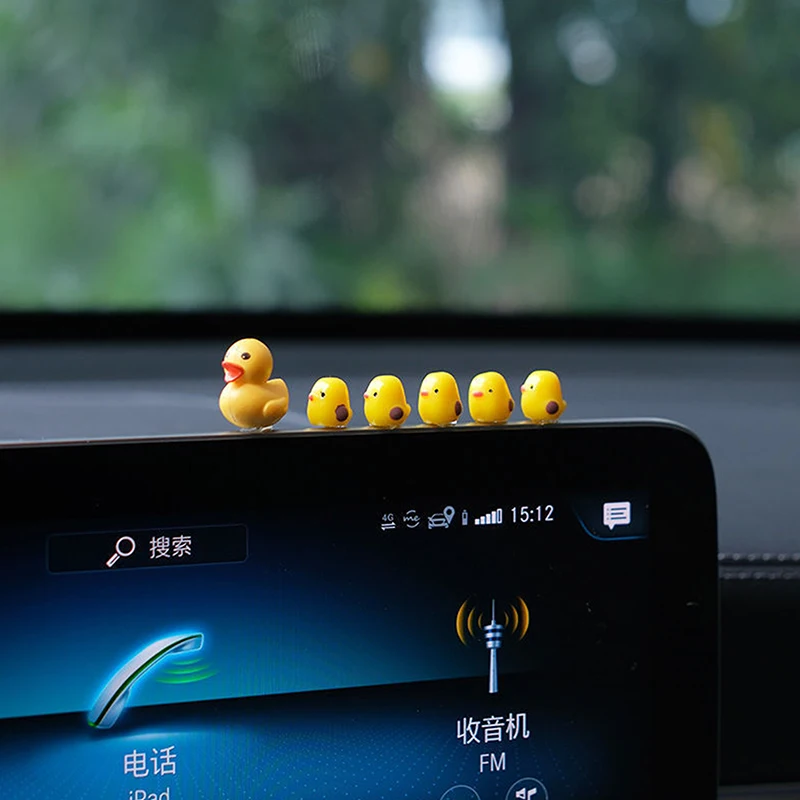 5Pcs Cute Mini Ducks Car Interior Decoration Auto Rearview Mirror Dashboard Ornaments For Woman Man Gift Car Accessories - Image 2