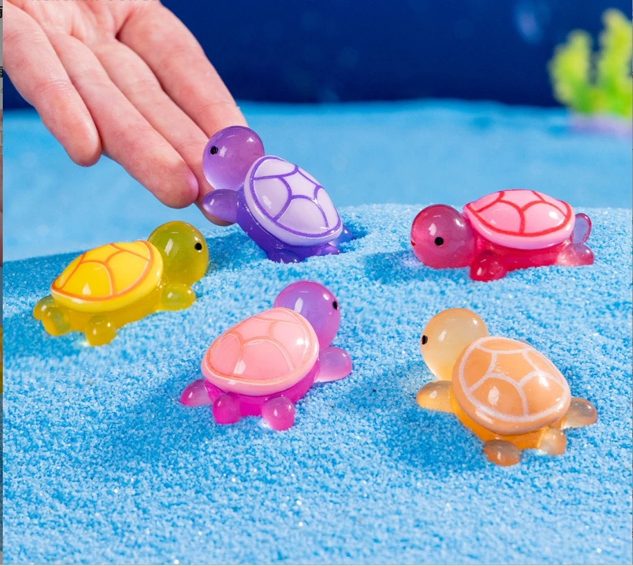 10Pcs Cartoon Cute Colorful Little Turtle Luminous Car Trinket Crystal Ball Decorative Accessories - Image 5
