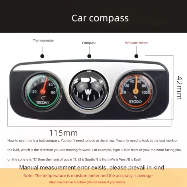 Car Guide Ball Multi functional Compass with Temperature Gauge General Motors Interior Accessories Travel Tools - Image 3