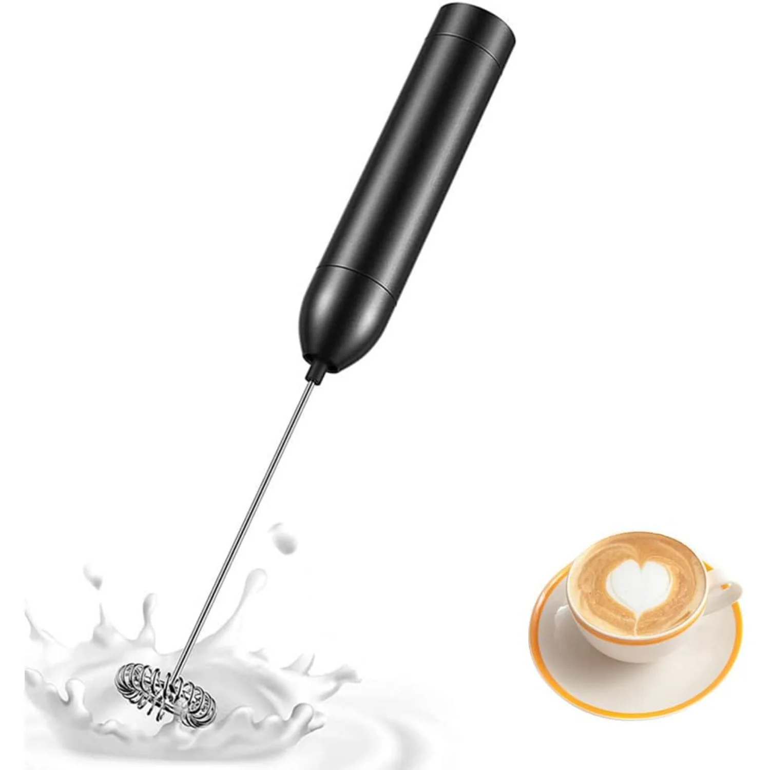 Milk Frother Mini Manual Milk Frother Stick 19000 RPM Battery Operated Milk Frother for Coffee Latte Cappuccino Cream (black)