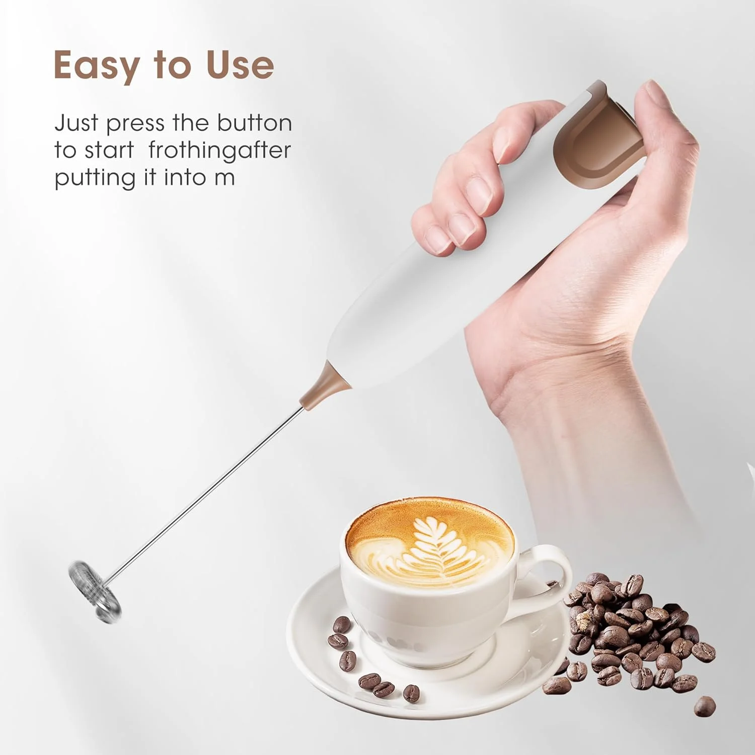 Handheld Milk Frother, Battery Operated Froth Maker, Mini Blender & Blender Coffee Milk Frother Perfect for Bulletproof Coffee - Image 2
