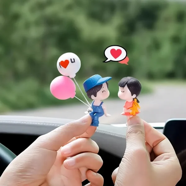 Car Decoration Cute Cartoon Couples Action Figure Figurines Balloon Ornament - For Girls - Auto Interior Dashboard Accessories - Image 3