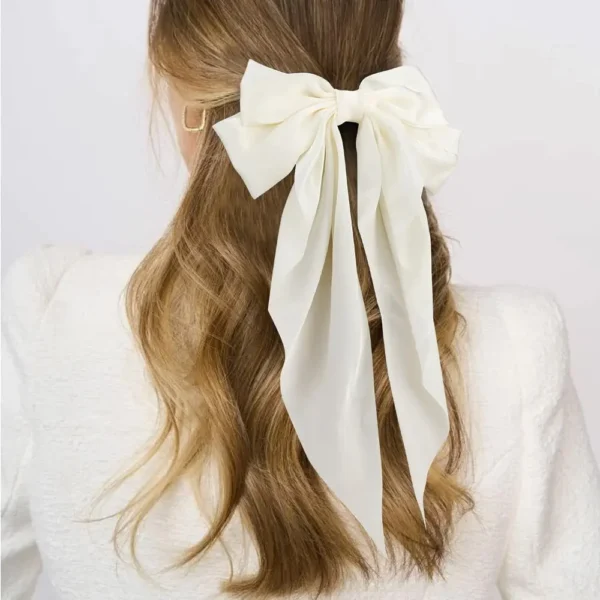 Fashion Solid Satin Spring Clip Simple Sweet Bowknot Hairpins Women Elegant Bow Ribbon Hair Clip Hair Accessories for Girls ﻿ - Image 4