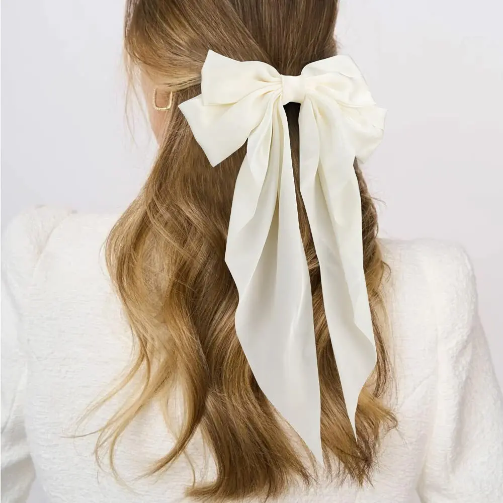 Fashion Solid Satin Spring Clip Simple Sweet Bowknot Hairpins Women Elegant Bow Ribbon Hair Clip Hair Accessories for Girls  - Image 4