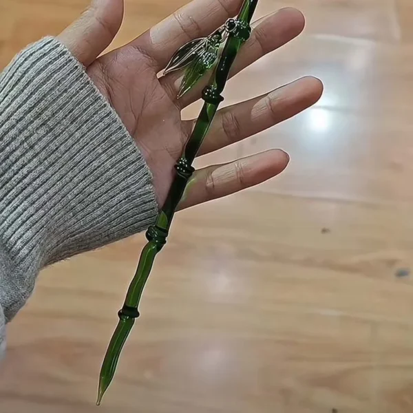 2024 New Chinese Style Green Resin Bamboo Leaf Hair Stick For Women Girls Vintage Acrylic Chopstick Hairpin Hair Accessories - Image 3