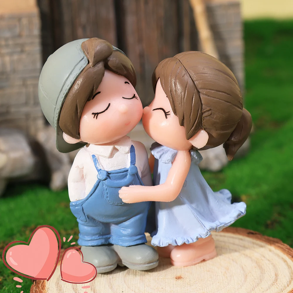 4/2Pcs Mini Doll DIY Romantic Couple Figurines Fairy Garden Decor Lovers Miniature Wedding Valentines Day Gifts DIY Accessories