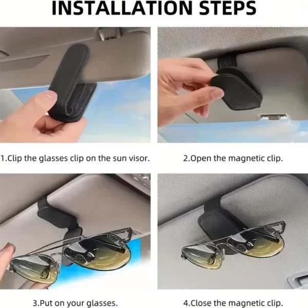 Car Sunglasses Holder Magnetic Leather Clip Ticket Holder Car Accessories For MG HS 2022 ZST ZS MG3 MG5 MG6 MG7 GT GS Hector ZX - Image 5