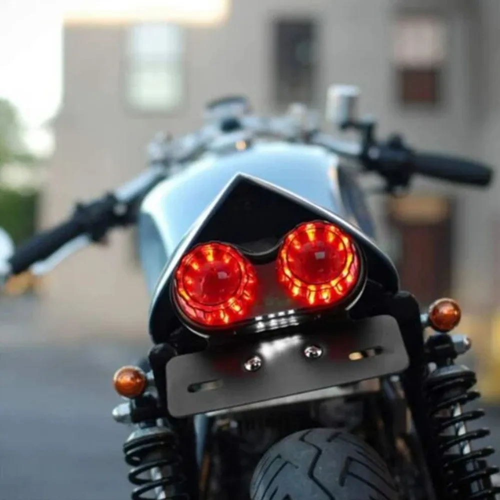 Smoke/Red 12V LED Motorcycle Tail Light Integrated Brake Turn Signal Light with License Plate Bracket For Harley Honda Yamaha - Image 5