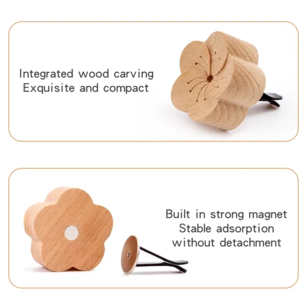 DIY fragrance No perfume wooden flower diffuser vent clip ornament car air fresheners decorations accessories aromatherapy women - Image 6