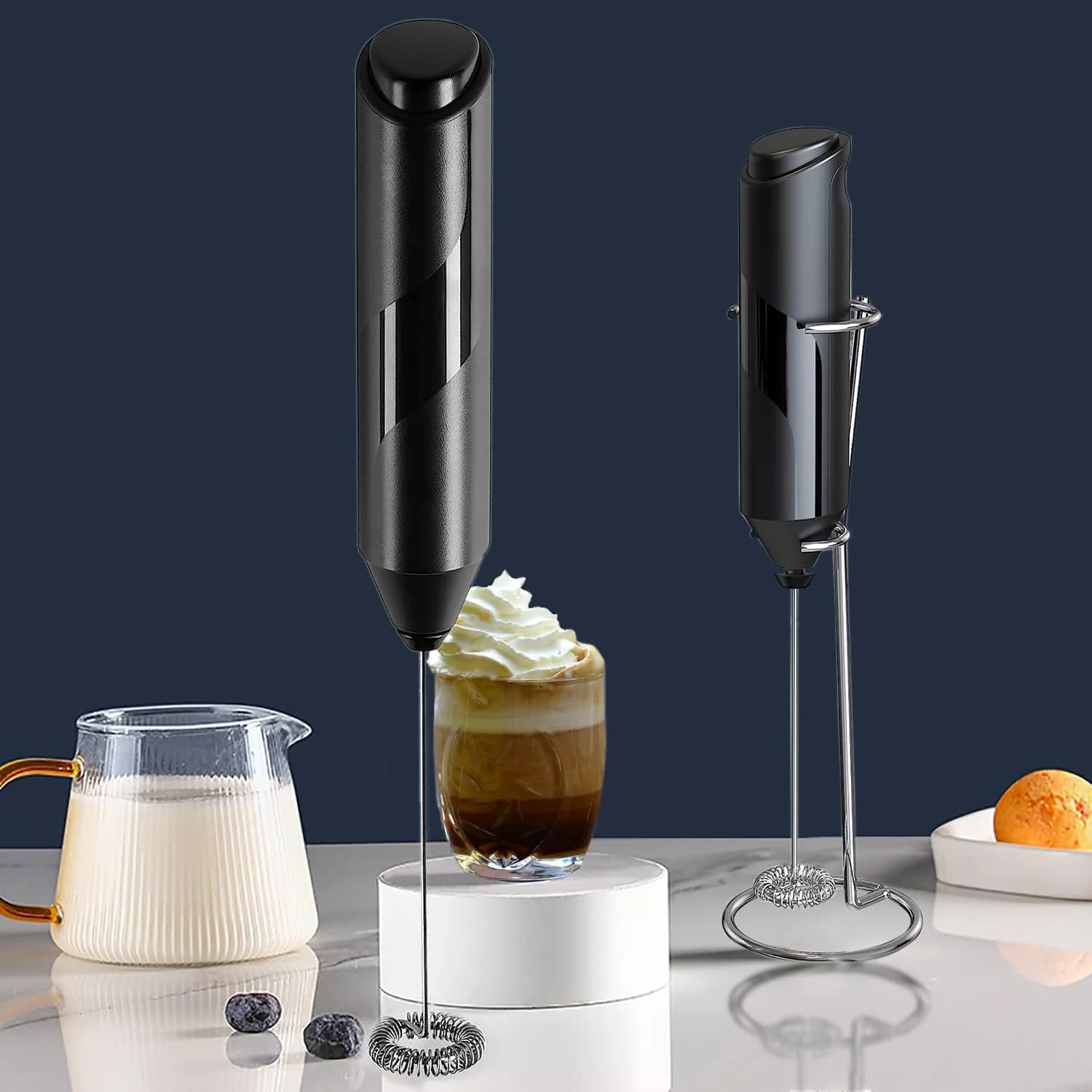 Milk Frother with Stainless Steel Stand, Portable and Powerful Foam Maker for Coffee, Latte, Cappuccino, Hot Chocolate, Drink M - Image 2