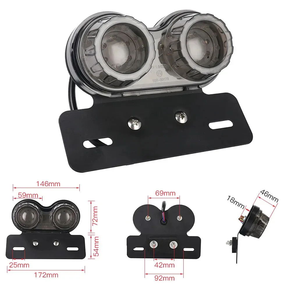Smoke/Red 12V LED Motorcycle Tail Light Integrated Brake Turn Signal Light with License Plate Bracket For Harley Honda Yamaha - Image 3