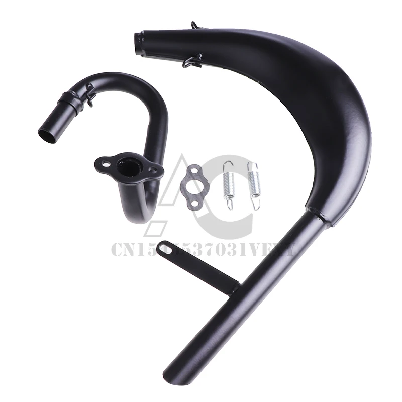 Black Pipe Exhaust Muffler Fit For 2 Stroke 50 80cc Bike Gas Engine Curved Exhaust Pipe Motor Bicycle Parts - Image 6