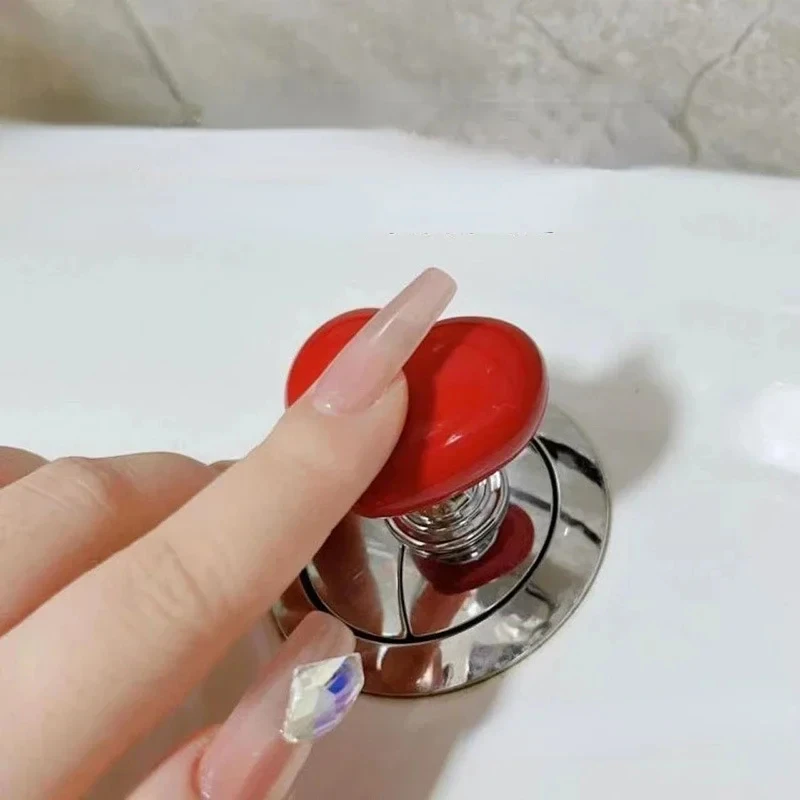 Handle Toilet Press Button Heart Shaped Press Tank Push Switch Toilet Bathing Room Decor Water Press Flush Button Home Tools - Image 3