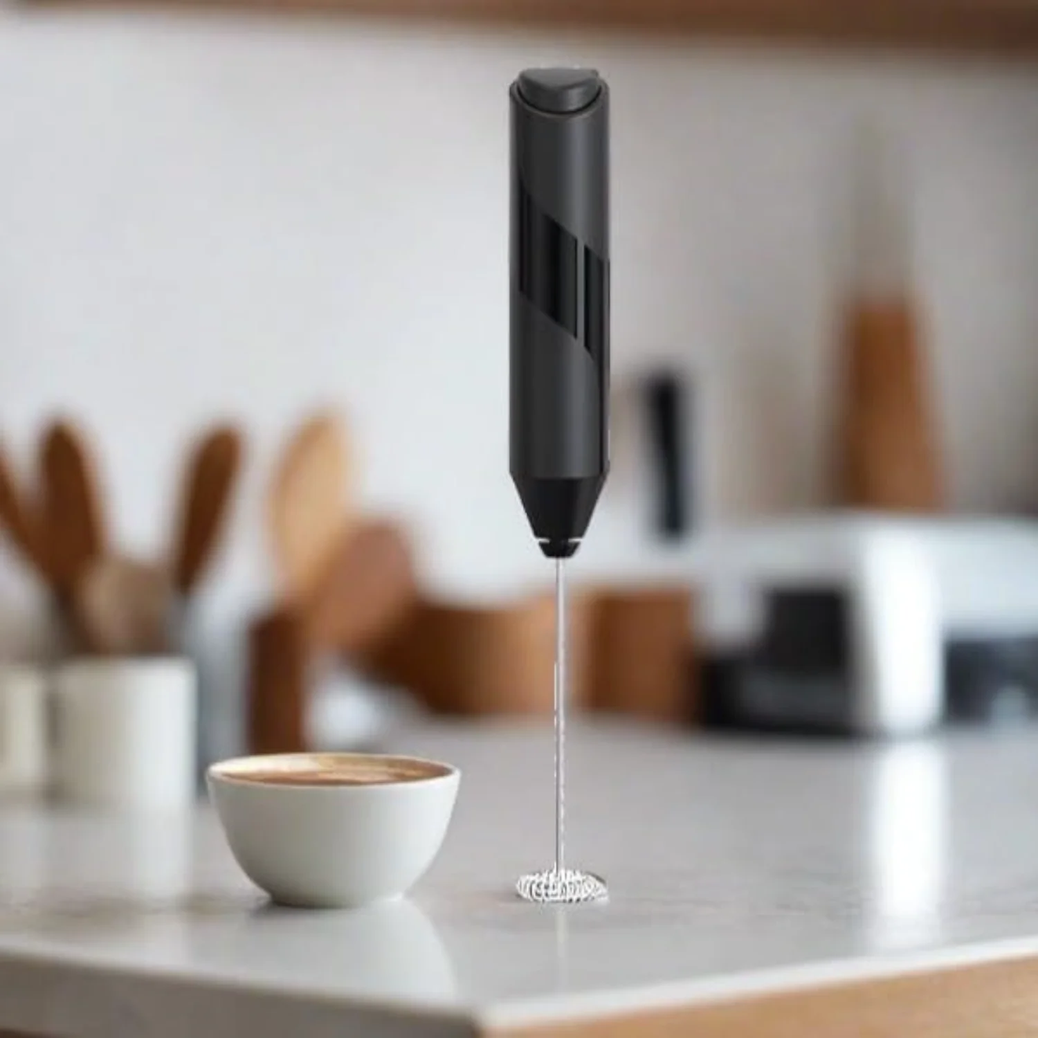 Milk Frother Stainless Steel Battery Powered Foam Maker, Whisk Drink Mixer Blender For Coffee, Frappe, Latte, Macchiato, Matcha - Image 2