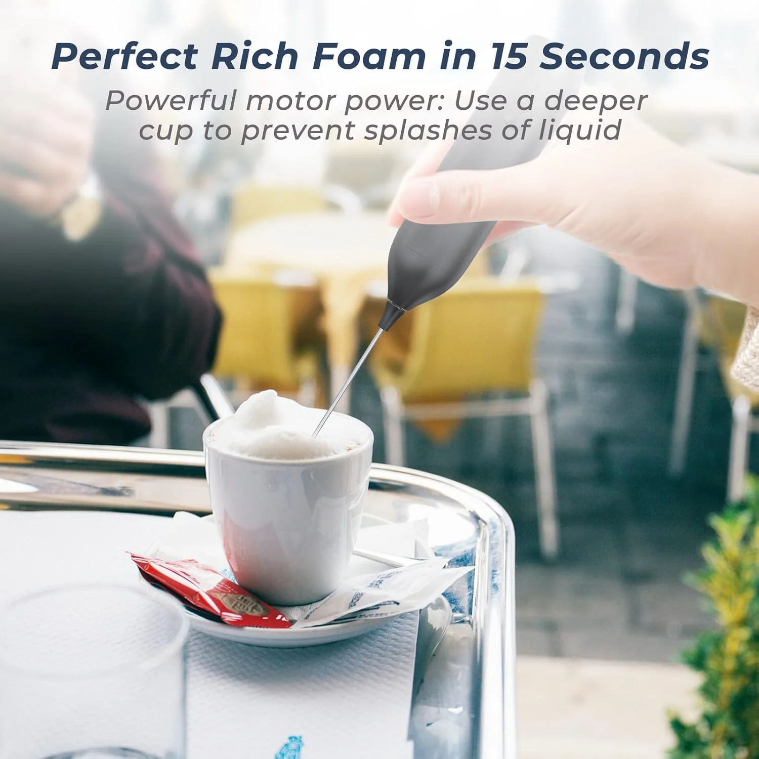 Milk Frother , Rechargeable Frother Hand Frother Frother Foam Maker Wand Whisk Drink Mixer for Coffee, Lattes, Cappuccino, Fra - Image 3