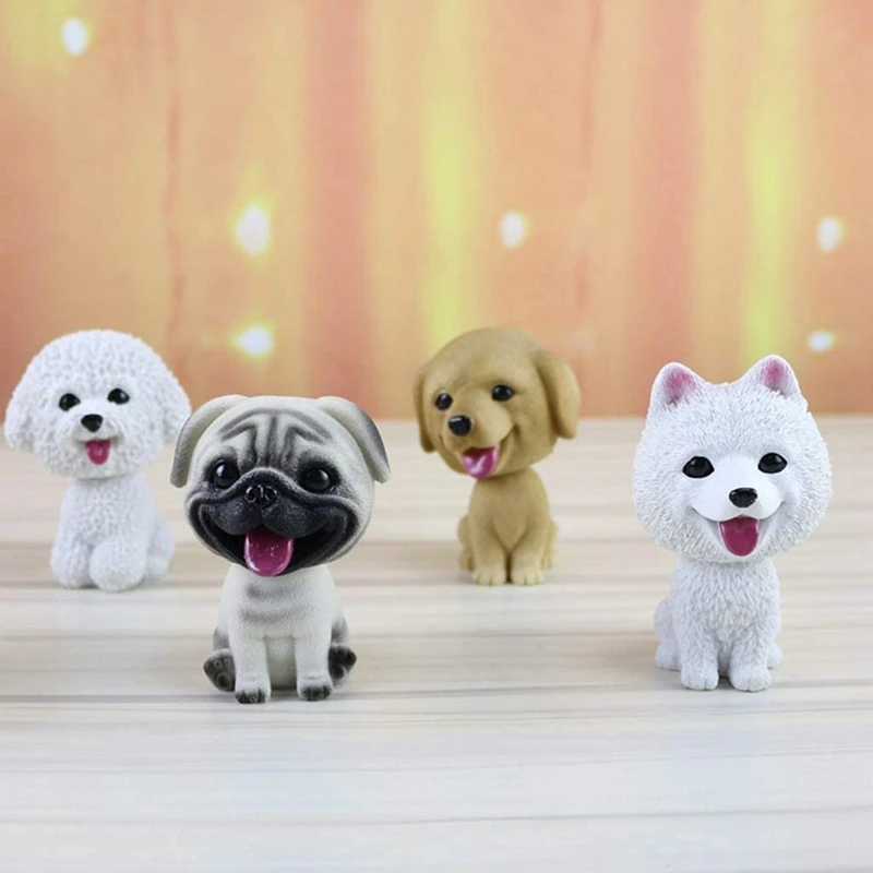 A23Q-Resin Cute Bobble Head Dog Bobbing Head Puppy Figurine Toy Home Home/Car Dashboard For Car Vehicle Decoration - Pug - Image 5