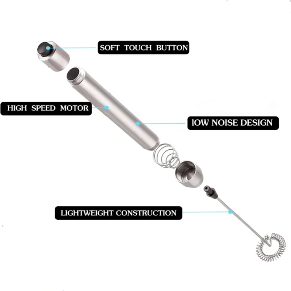 Milk Frother , Battery Operated Drink Coffee Mixer with Stainless Steel Whisk, Coffee Foam Maker, Foamer for Lattes,Cappuccino, - Image 6