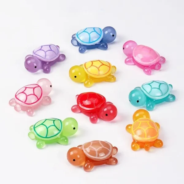 10Pcs Cartoon Cute Colorful Little Turtle Luminous Car Trinket Crystal Ball Decorative Accessories - Image 6
