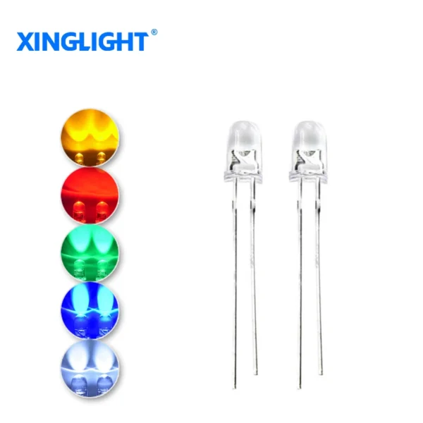 XINGLIGHT 100pcs 3mm light-emitting diode F3 high brightness direct DIP LED lamp beads white red yellow blue green orange - Image 2