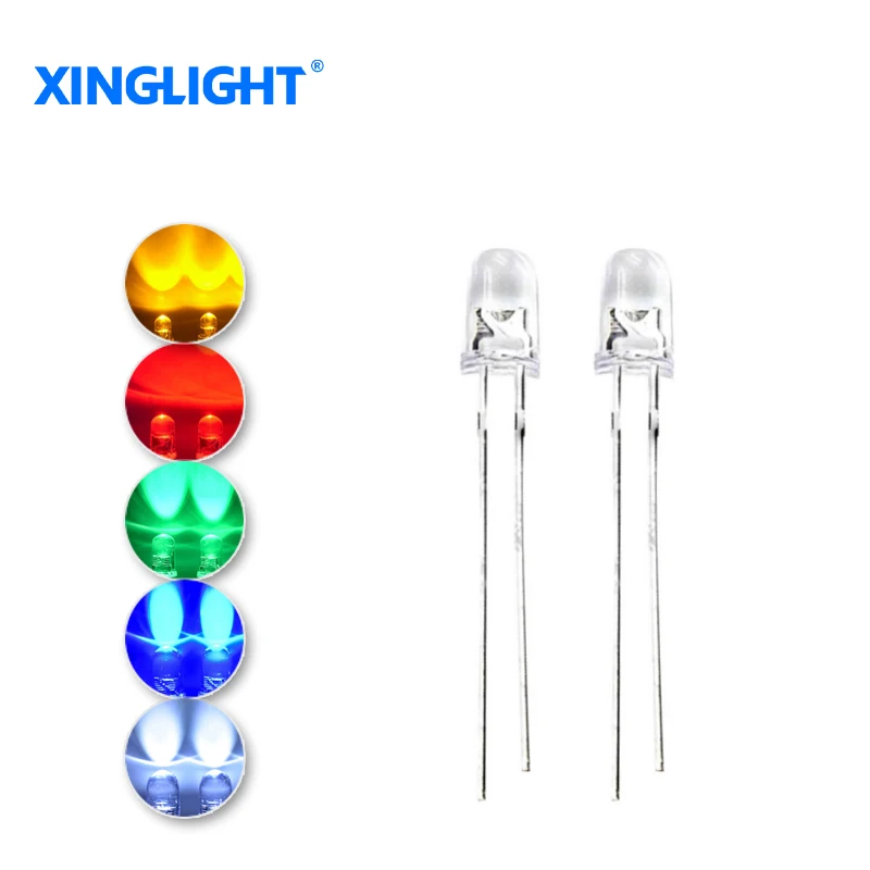 XINGLIGHT 100pcs 3mm light-emitting diode F3 high brightness direct DIP LED lamp beads white red yellow blue green orange - Image 2