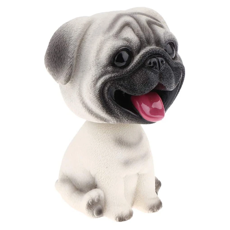 A23Q-Resin Cute Bobble Head Dog Bobbing Head Puppy Figurine Toy Home Home/Car Dashboard For Car Vehicle Decoration - Pug - Image 3