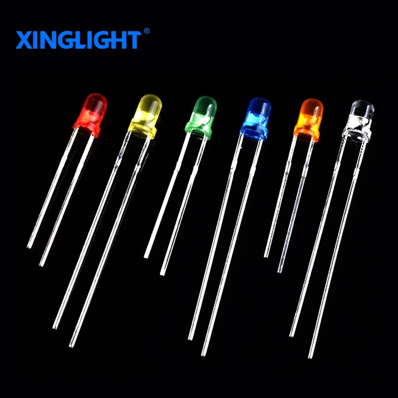 XINGLIGHT 100pcs 3mm light-emitting diode F3 high brightness direct DIP LED lamp beads white red yellow blue green orange