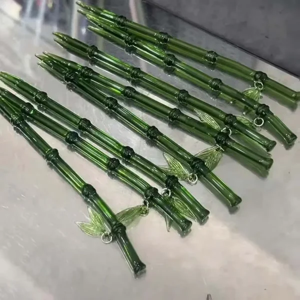 2024 New Chinese Style Green Resin Bamboo Leaf Hair Stick For Women Girls Vintage Acrylic Chopstick Hairpin Hair Accessories - Image 5