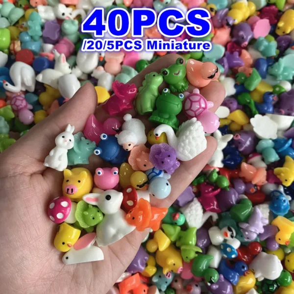 5/20/40PCS Mini Resin Animals Mushroom Figurines Miniature for DIY Bonsai Craft Ornament Fairy Garden Accessory