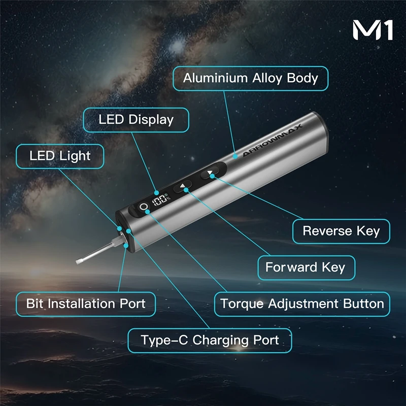 ARROWMAX M1 Electric Screwdrivers Set Precision Magnetic Bits 5-Gear Adjustable Torque Rechargeable Cordless Screwdriver New - Image 6