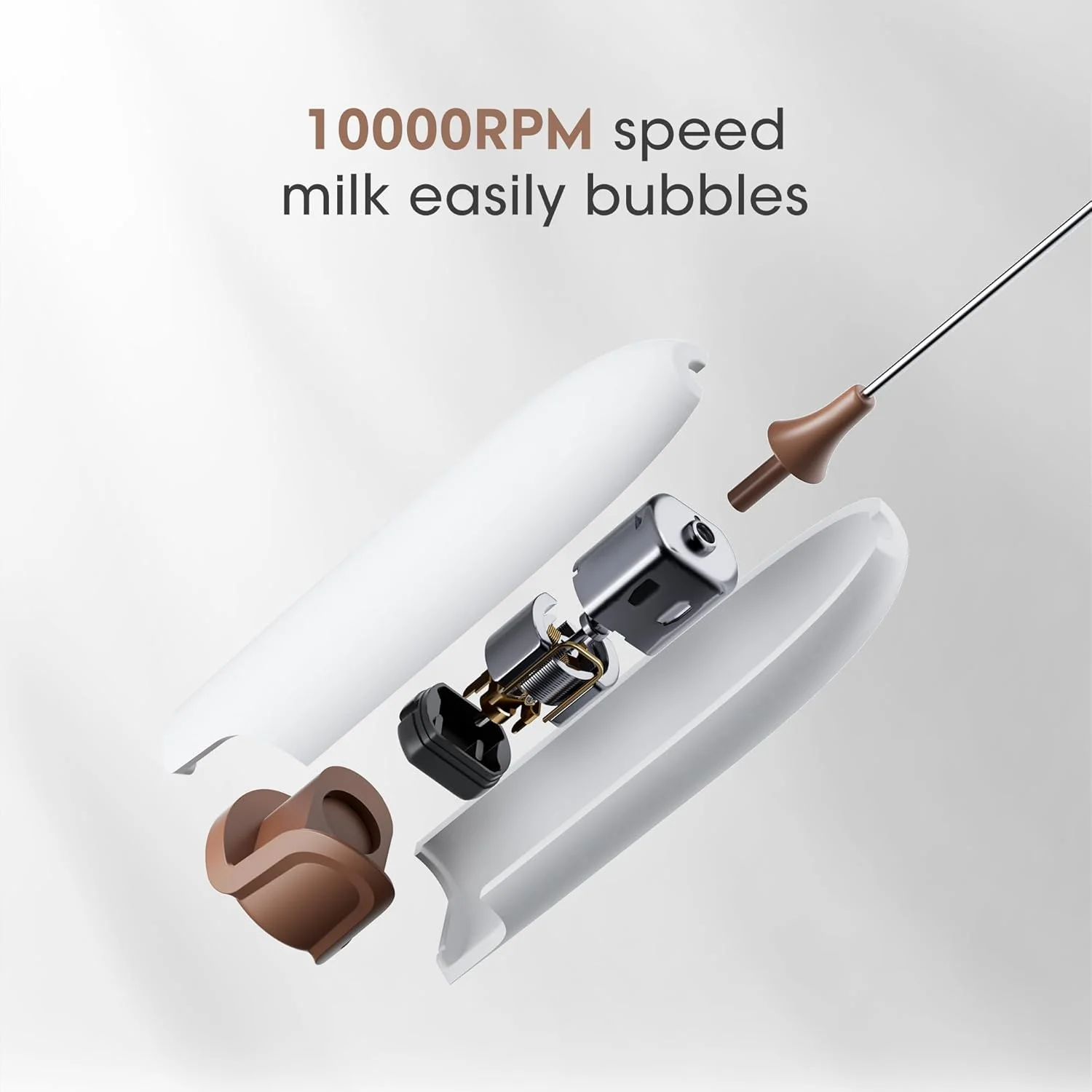 Handheld Milk Frother, Battery Operated Froth Maker, Mini Blender & Blender Coffee Milk Frother Perfect for Bulletproof Coffee - Image 3