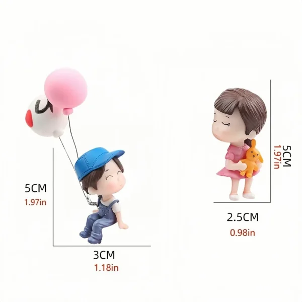Car Decoration Cute Cartoon Couples Action Figure Figurines Balloon Ornament - For Girls - Auto Interior Dashboard Accessories - Image 6