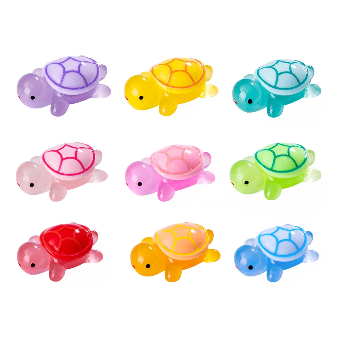 10Pcs Cartoon Cute Colorful Little Turtle Luminous Car Trinket Crystal Ball Decorative Accessories - Image 4