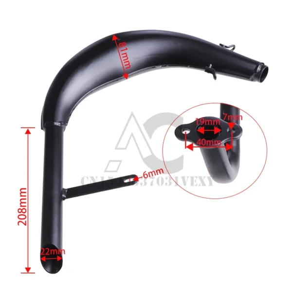 Black Pipe Exhaust Muffler Fit For 2 Stroke 50 80cc Bike Gas Engine Curved Exhaust Pipe Motor Bicycle Parts - Image 2
