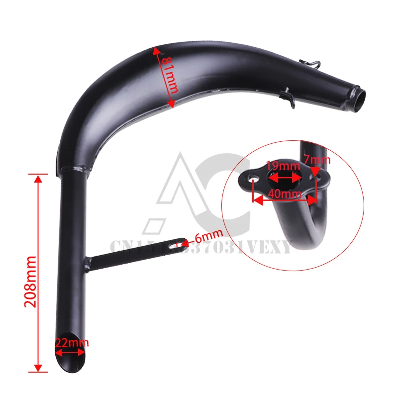 Black Pipe Exhaust Muffler Fit For 2 Stroke 50 80cc Bike Gas Engine Curved Exhaust Pipe Motor Bicycle Parts - Image 2