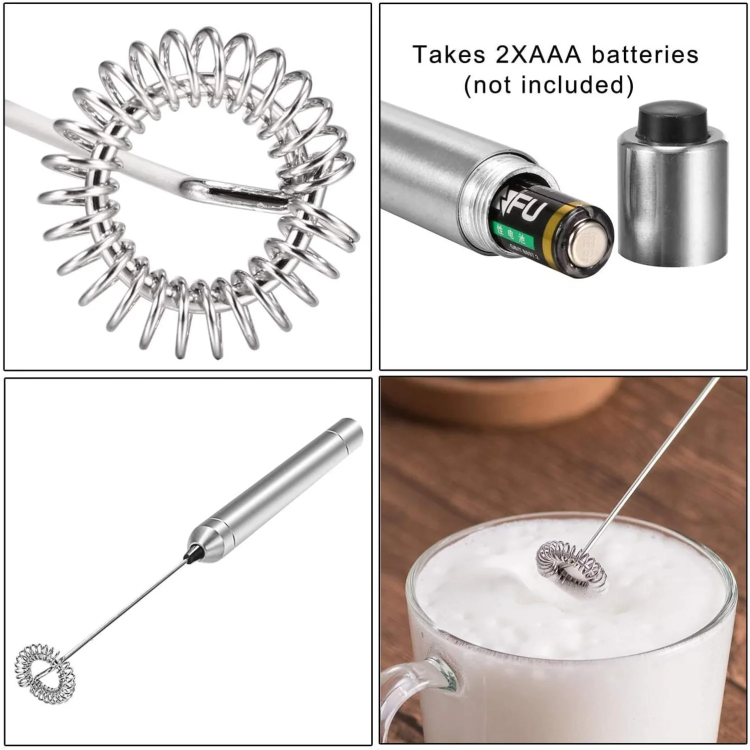 Milk Frother , Battery Operated Drink Coffee Mixer with Stainless Steel Whisk, Coffee Foam Maker, Foamer for Lattes,Cappuccino, - Image 4