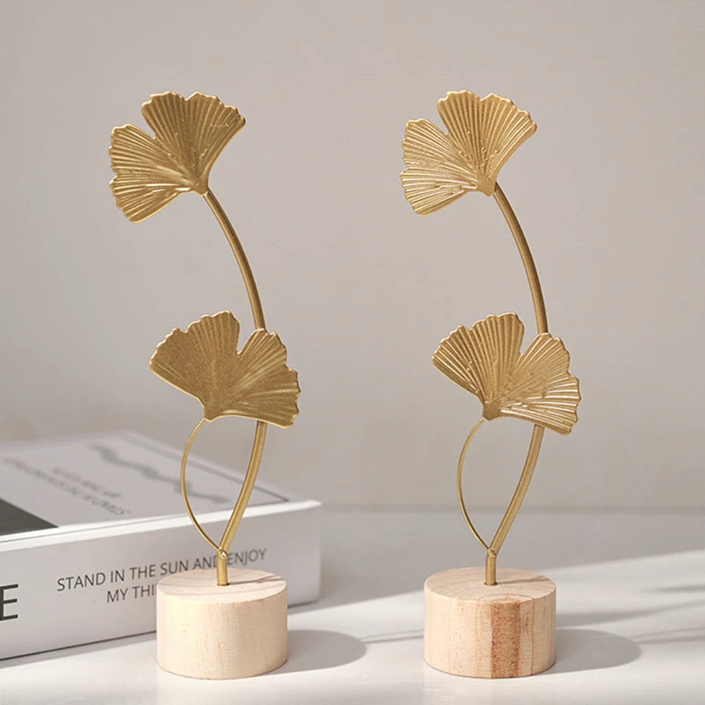 Nordic Gold Ginkgo Leaf Crafts Leaves Sculpture Luxury Living Room Decor Home Decoration Accessories Office Desktop Ornaments - Image 5