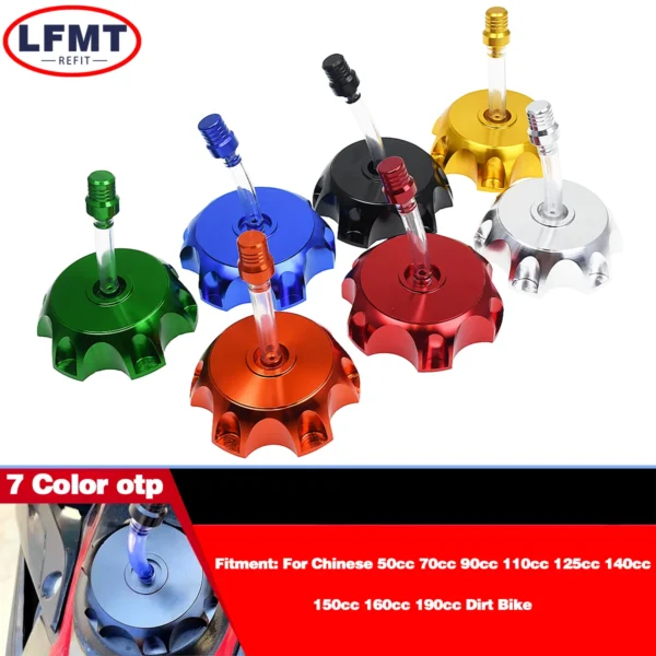 CNC Aluminum Gas Fuel Tank Cap Cover For Kayo Bse Chinese CRF TTR KLX 110 50 70 90 125 140 150 160 190CC Dirt Pit Bike ATV Parts